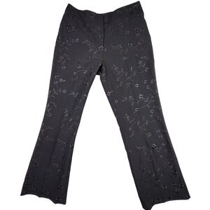 Versailles Dress Pants Women 10P Black Floral Embroidered Straight Leg Coquette
